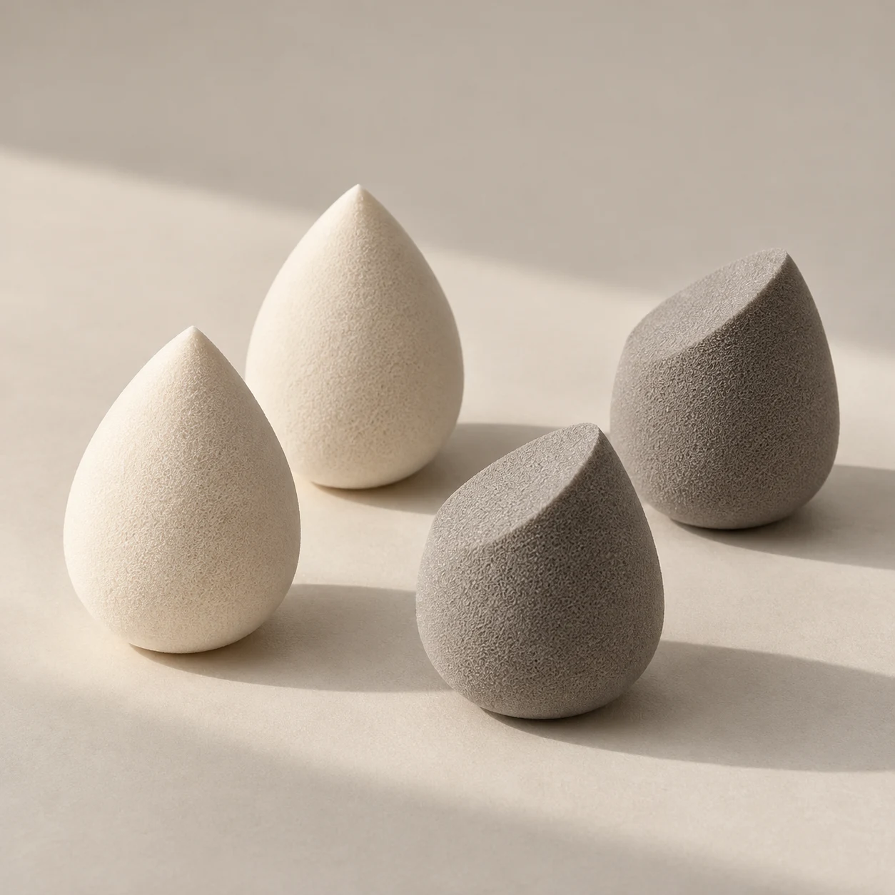 Precision Quartet — Two mini teardrops (30 mm) and two mini slanted-cut sponges (35 mm).